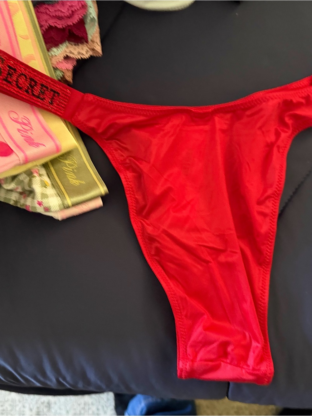 Victoria's Secret Bright Red Satin Brazilian